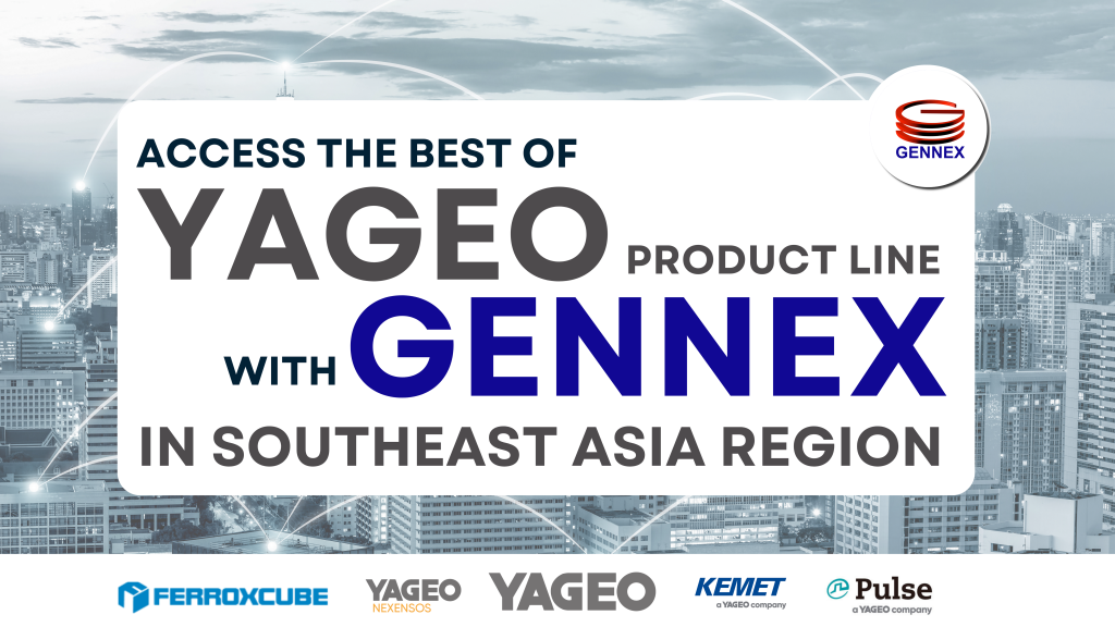 As YAGEO's authorized distributor, Gennex provides high-quality passive components like resistors, capacitors, and inductors across Southeast Asia.
